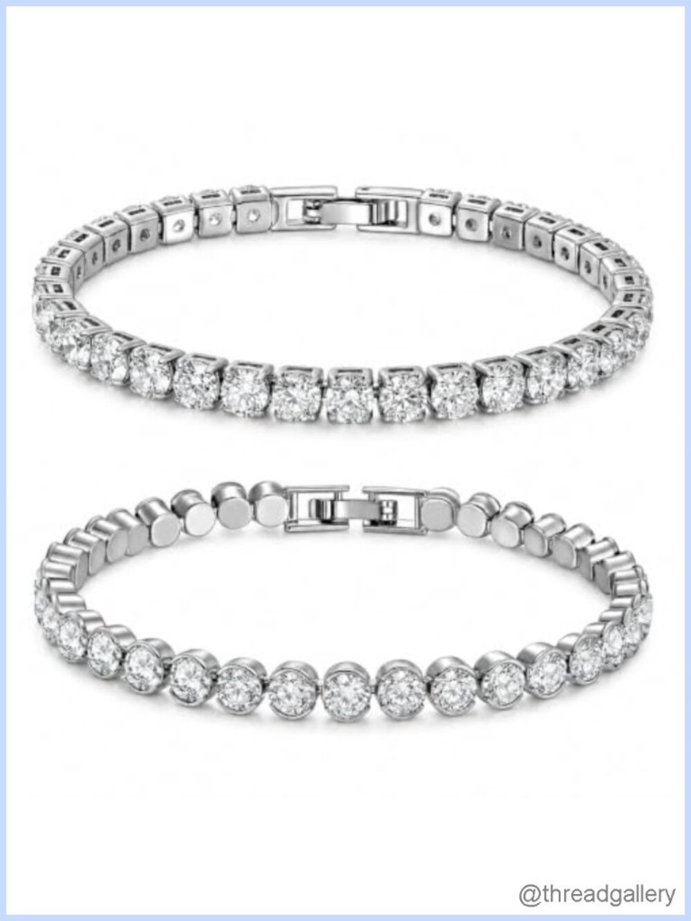 Stainless Steel Tennis Bracelet Waterproof Silver Women's Jewelry 7.5 Inch
